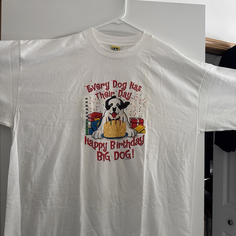 Rare Vintage 1992 Big Dogs Happy Birthday Shirt 3XL NEW WITH TAGS